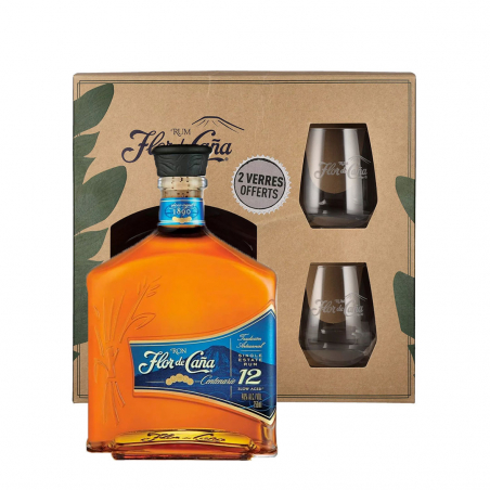 Coffret Flor de Cana Centenario 12 ans + 2 verres6068